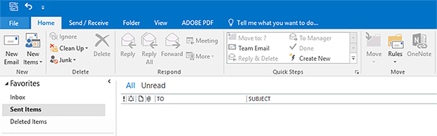 outlook file tab