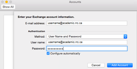 type email address and password click add account