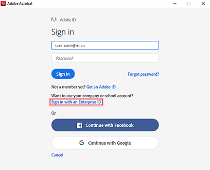 acrobat sign in page