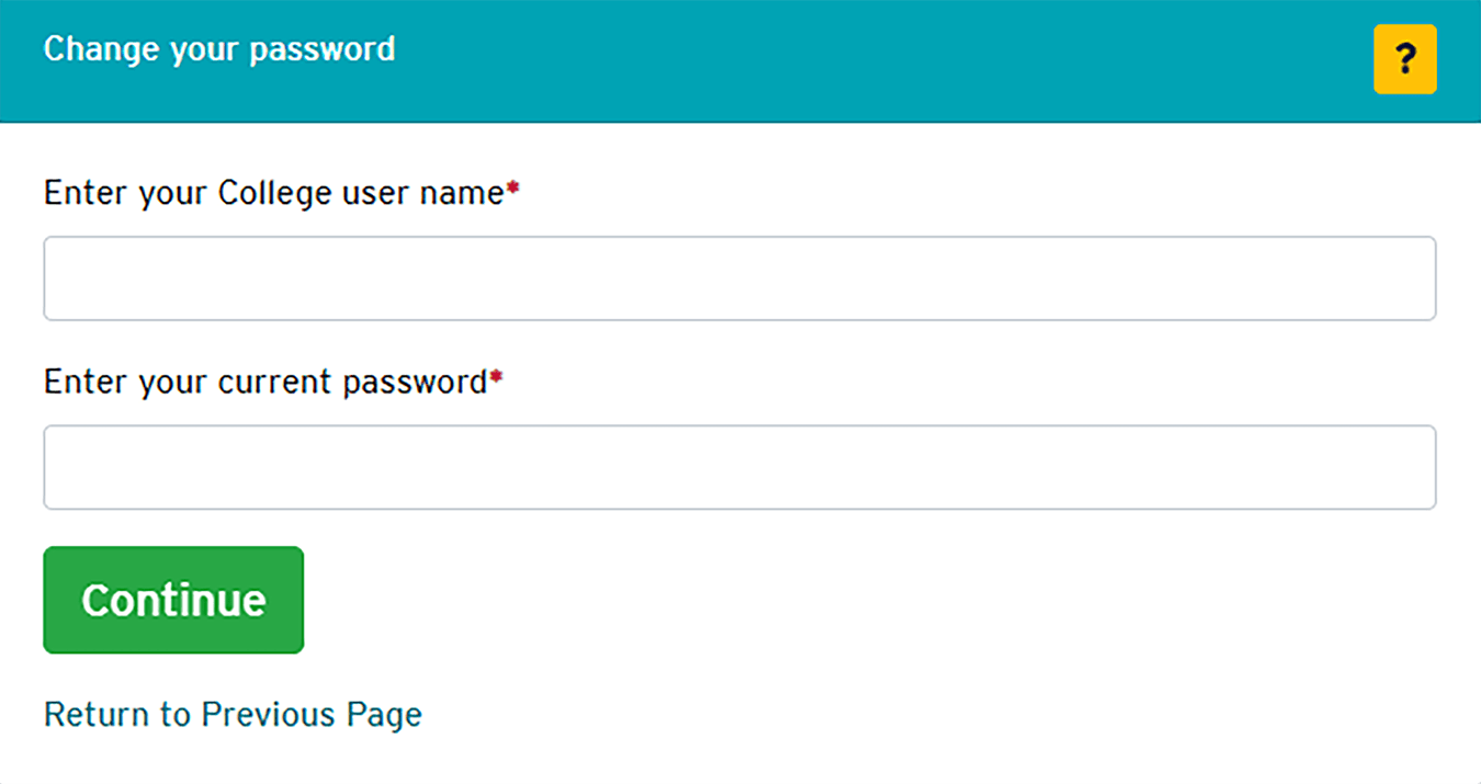 Change password window