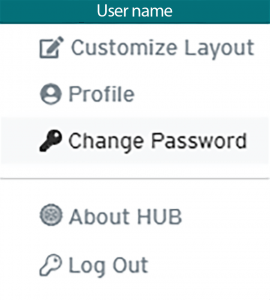 HUB user profile – change password