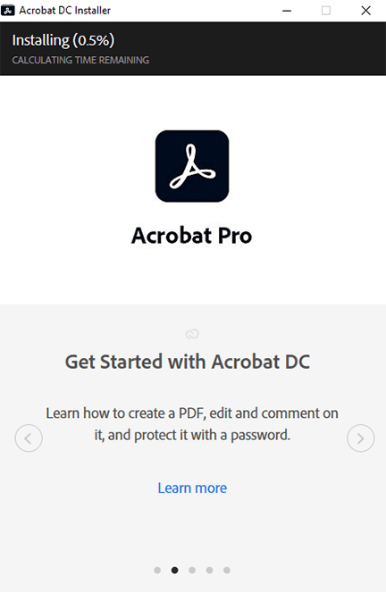 acrobat dc is installing