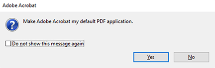 click yes to make adobe the default pdf application