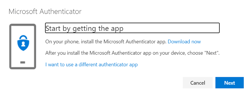 click i want to use a different authenticator app