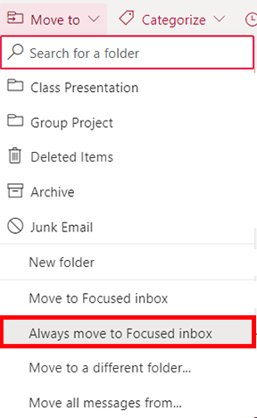 always move to focused inbox