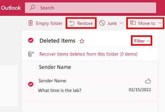 select restore filter or move