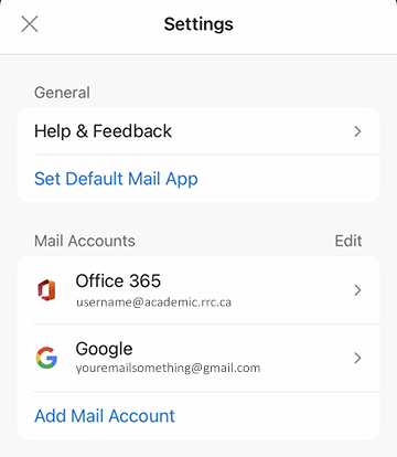 your new email address will appear under mail accounts