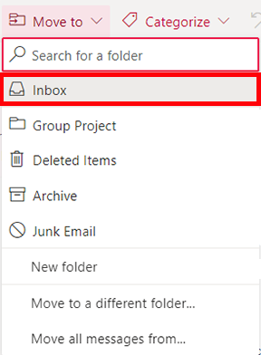 choose inbox to move it back to focused inbox