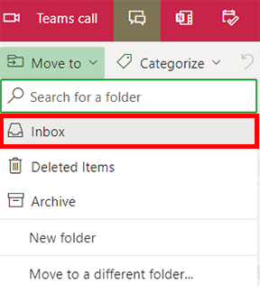 move to inbox from junk folder