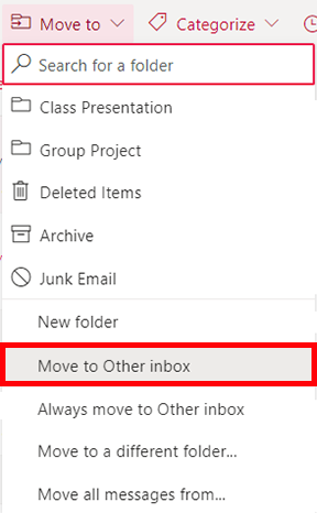 move to move to other inbox
