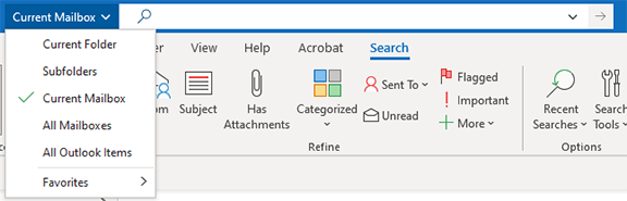 search bar folder options