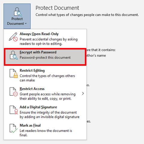 click encrypt with password