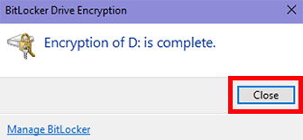 encryption is complete click close
