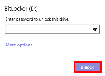 enter bitlocker password for this drive and click unlock