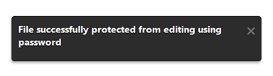 message states that the pdf is now protected