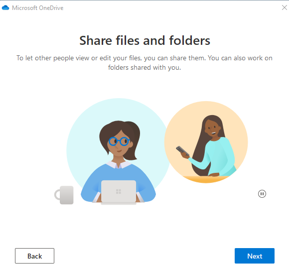 click next at share files and folders