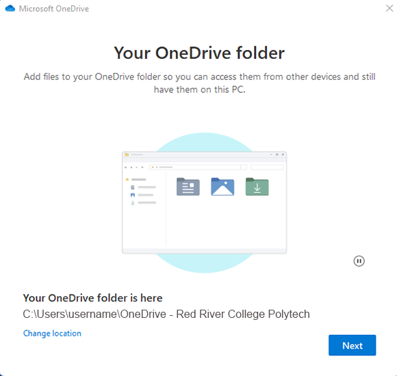 click next at your one drive folder