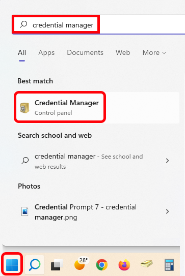 type credential manager and then click it