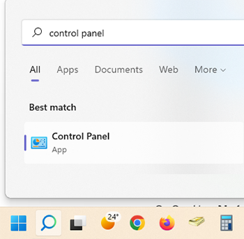 windows search type control panel