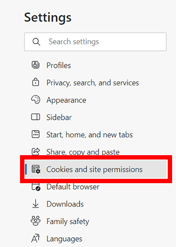 click cookies and site permissions