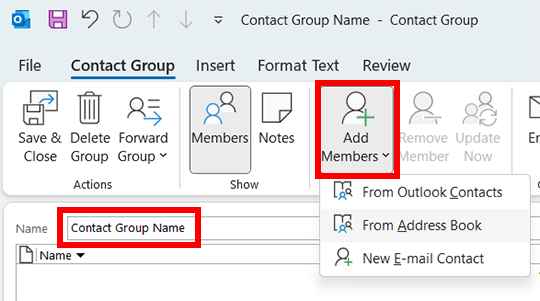 name group and click add members
