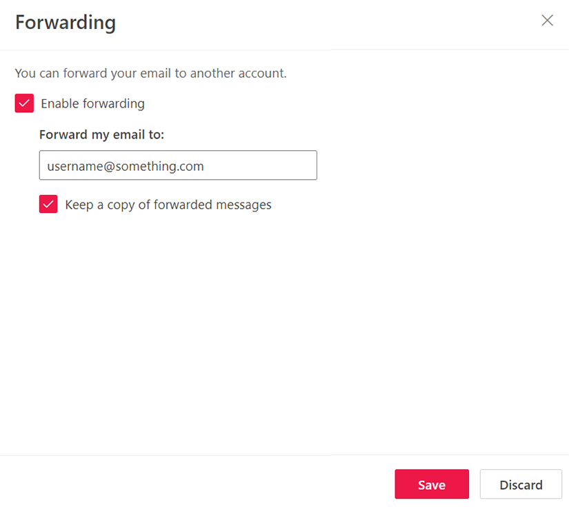 select enable forwarding add the email and click save