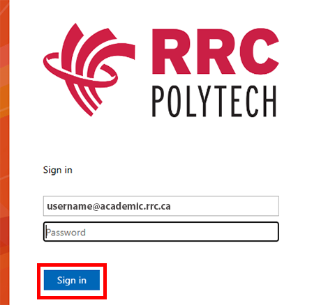 type password on college sign in page