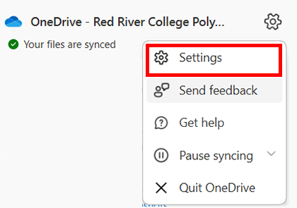 click settings in submenu