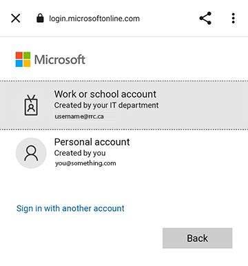 tap work or school account