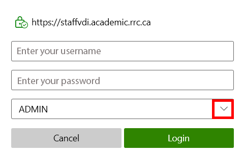 enter staffvdiacademicrrcca and click connect