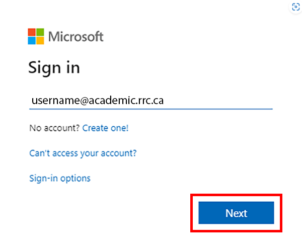 enter your student college email address and click next