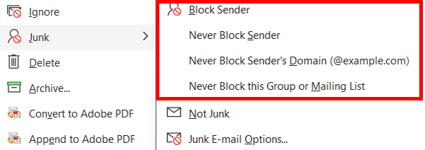 block sender group