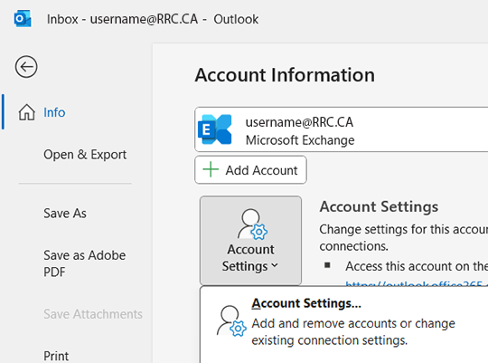 click account settings and account settings