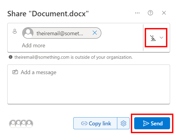 send once share option confirmed