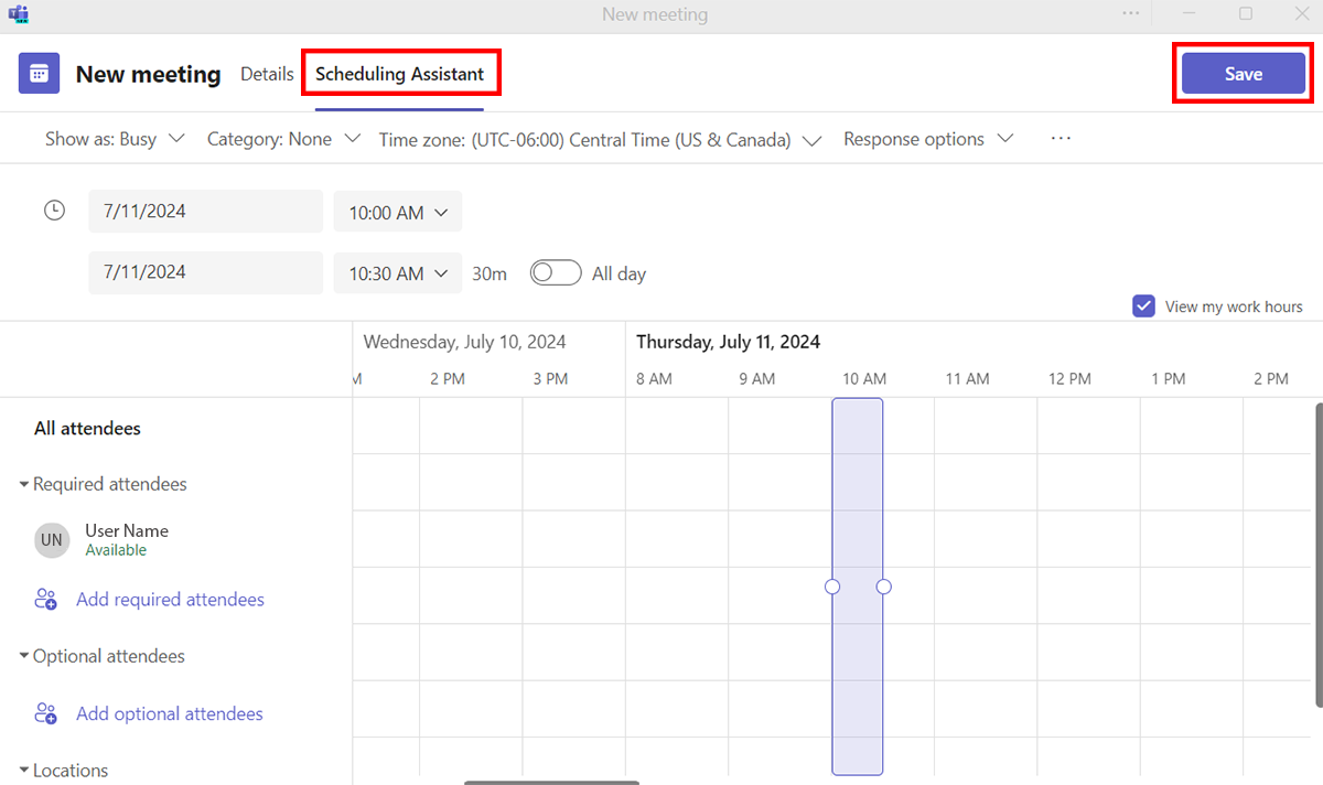 scheduling assistant window