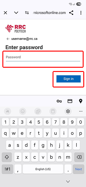enter password tap sign in