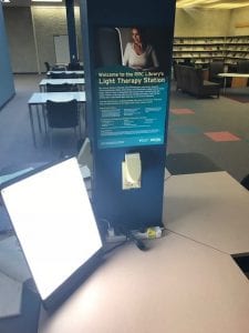 Therapy light located in the Notre Dame Campus library.