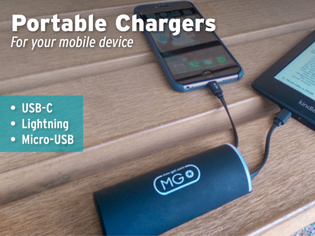 portable chargers available for loan