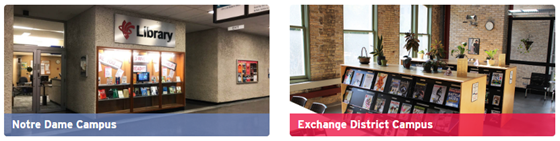 images of the notre dame and exchange district campus libraries.