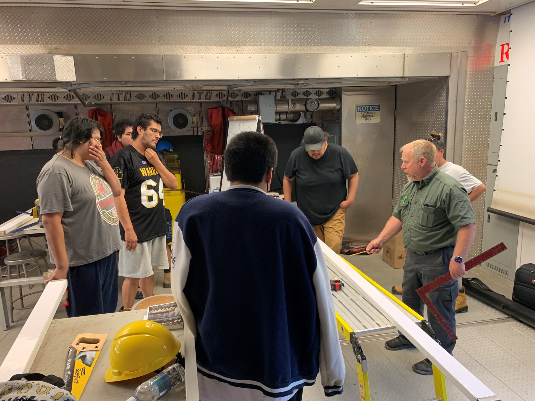 Group of students listening to instructor