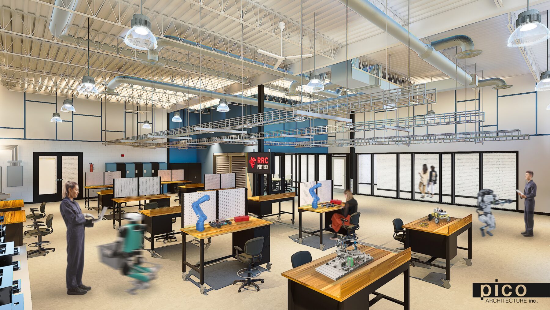 people working in a robotics lab