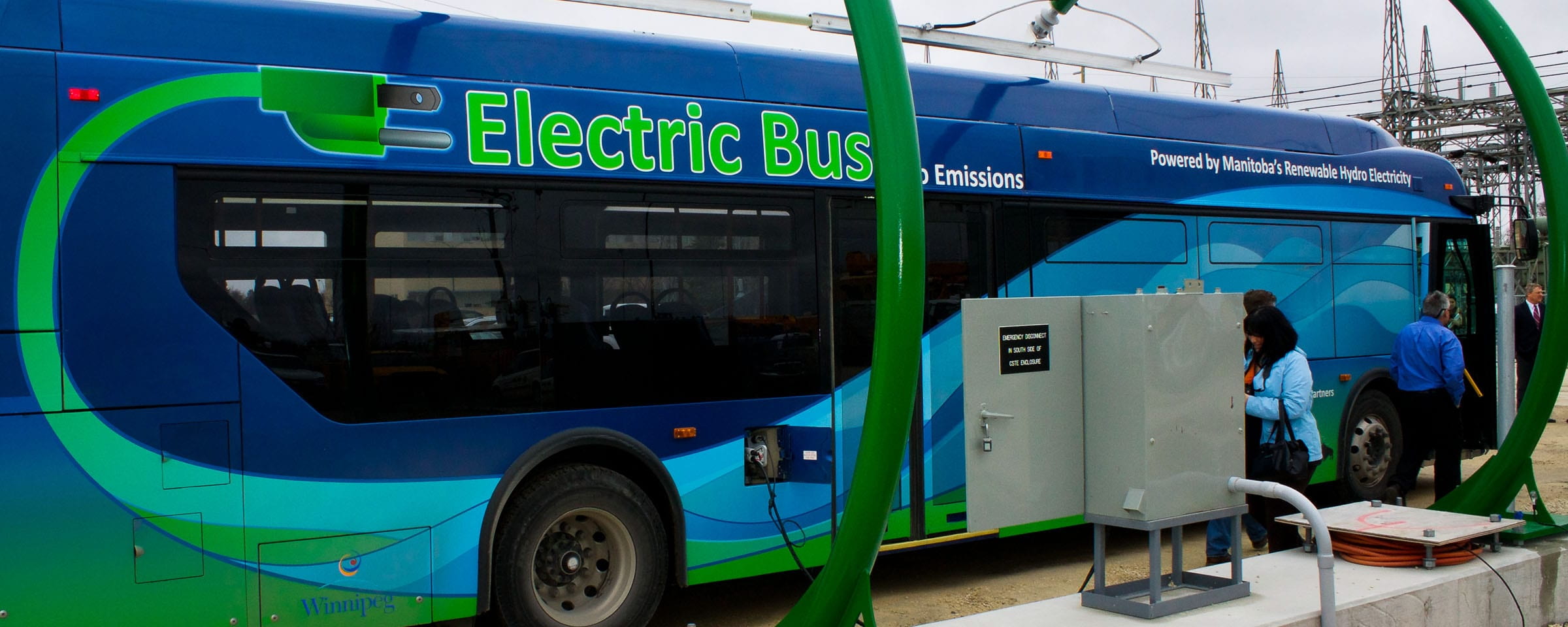 Electric bus at a charging station