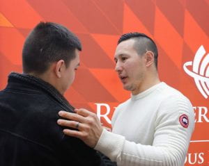 Jordin Tootoo talks to RRC student