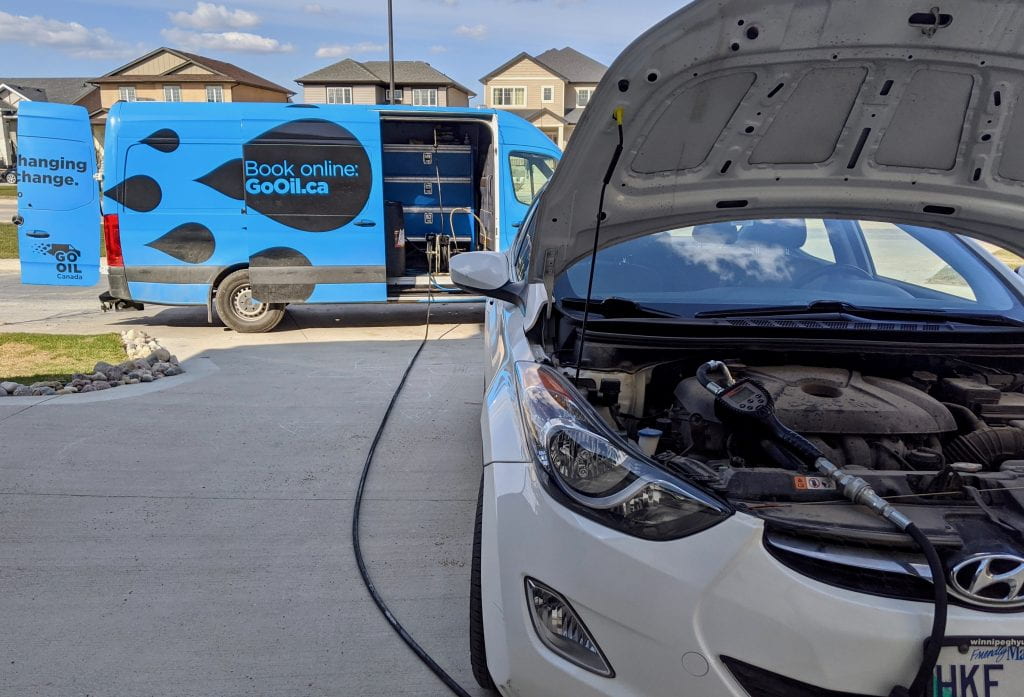 Mobile oil change in progress