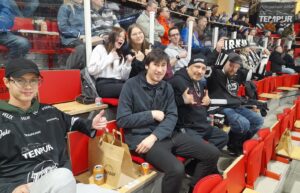 RRC Polytech students at hockey game in Finland.