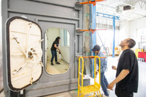 Researchers conduct tests in RRC Polytech's Building Efficiency Technology Access Centre.