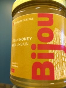 Label prototype of "Bijou Urban Honey". Get yours at the market! 