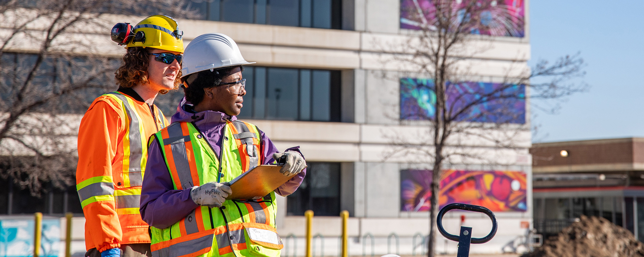 Students working outside