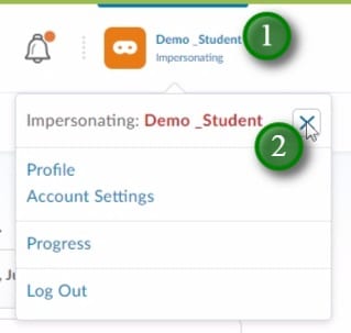 Ending a Demo Student impersonation session