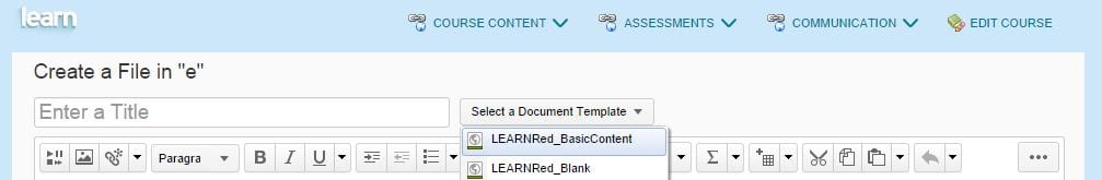 Select a Document Template in LEARN